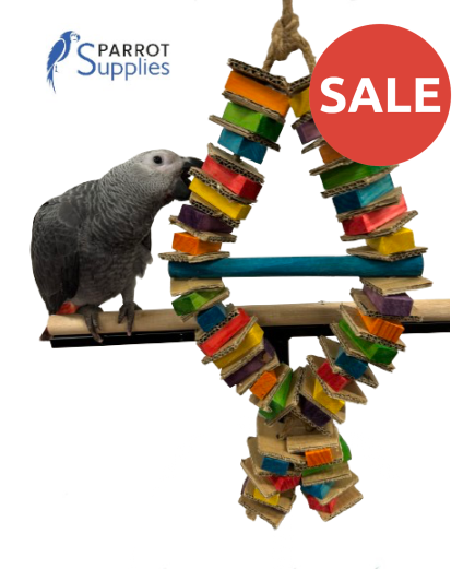 Parrot-Supplies Stacks of Shredding Diamond Large Card & Wood Parrot Toy